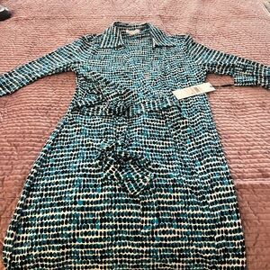 Stylish Blue and Black Patterned Dress
